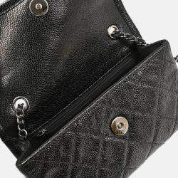 Pre Owned Chanel Shoulder Bag Black Calfskin Shoulder Bag