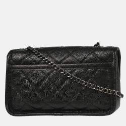 Pre Owned Chanel Shoulder Bag Black Calfskin Shoulder Bag
