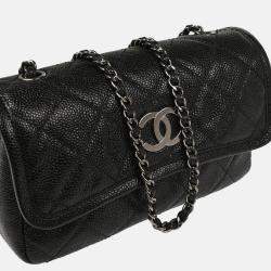 Pre Owned Chanel Shoulder Bag Black Calfskin Shoulder Bag