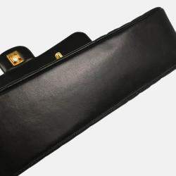 Pre Owned Chanel Mademoiselle Single Flap Black Lambskin Shoulder Bag