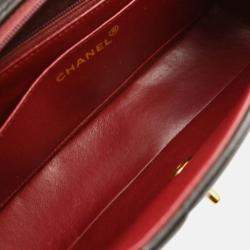 Pre Owned Chanel Mademoiselle Single Flap Black Lambskin Shoulder Bag