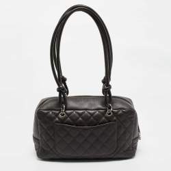 Pre Owned Chanel Cacao/Beige Quilted Leather Cambon Ligne Bowler Bag