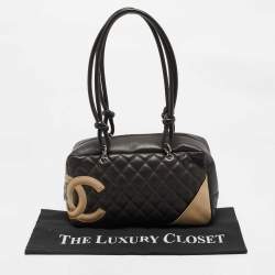 Pre Owned Chanel Cacao/Beige Quilted Leather Cambon Ligne Bowler Bag