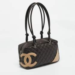 Pre Owned Chanel Cacao/Beige Quilted Leather Cambon Ligne Bowler Bag