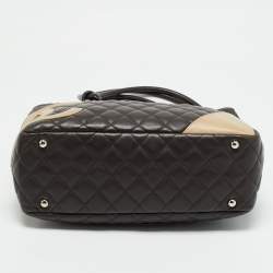Pre Owned Chanel Cacao/Beige Quilted Leather Cambon Ligne Bowler Bag