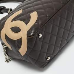 Pre Owned Chanel Cacao/Beige Quilted Leather Cambon Ligne Bowler Bag