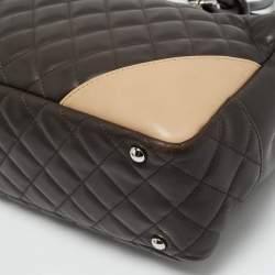 Pre Owned Chanel Cacao/Beige Quilted Leather Cambon Ligne Bowler Bag