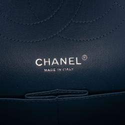 Pre Owned Chanel Blue Jumbo Classic Iridescent Caviar Double Flap