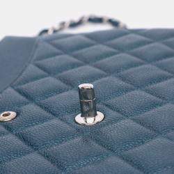 Pre Owned Chanel Blue Jumbo Classic Iridescent Caviar Double Flap