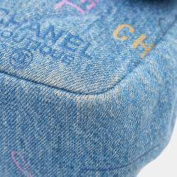 Pre Owned Chanel Blue Mini Rectangular Quilted Denim Mood Flap