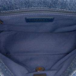Pre Owned Chanel Blue Mini Rectangular Quilted Denim Mood Flap