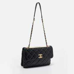Pre Owned Chanel Black Quilted Leather Trendy CC Flap Bag