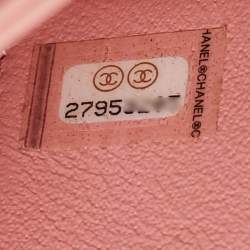 Pre Owned Chanel Pink Quilted Tweed and Leather Small CC Filigree Vanity Case Bag