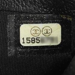 Pre Owned Chanel Black Leather CC Camellia WOC Clutch Bag