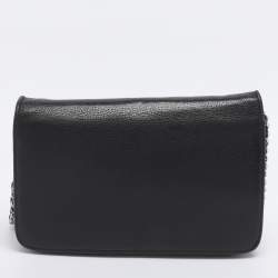 Pre Owned Chanel Black Leather CC Camellia WOC Clutch Bag