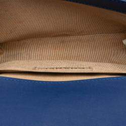 Pre Owned Chanel Blue Small Woven Lambskin Chateau Boy Flap