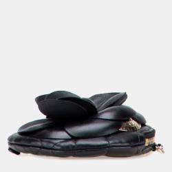 Pre Owned Chanel Black Mini CC Lambskin Camellia Bouquet Round Clutch on Chain