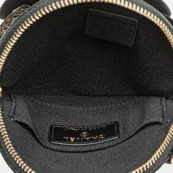 Pre Owned Chanel Black Mini CC Lambskin Camellia Bouquet Round Clutch on Chain