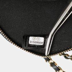 Pre Owned Chanel Black Mini CC Lambskin Camellia Bouquet Round Clutch on Chain