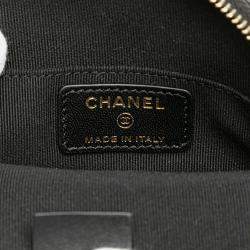 Pre Owned Chanel Black Mini CC Lambskin Camellia Bouquet Round Clutch on Chain