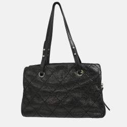 Pre Owned Chanel CC Black Calfskin Tote Handbag