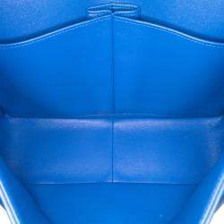 مملوكة مسبقًا حقيبة كتف بشانيل جامبو عادية رفرف مزدوج جلد حمل أزرق