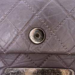 Pre Owned Chanel Square Flap Purple Quilted Aged Calfskin Leather Shoulder Bag