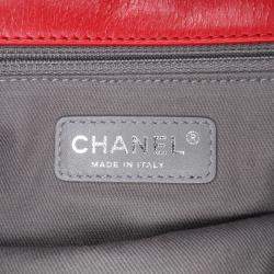 Pre Owned Chanel Chain Frame Red Aged Calfskin Leather Shoulder Bag