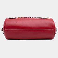 Pre Owned Chanel 20s Bowling Red Calfskin Leather Shoulder Bag
