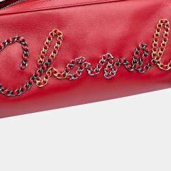 Pre Owned Chanel 20s Bowling Red Calfskin Leather Shoulder Bag