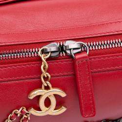 Pre Owned Chanel 20s Bowling Red Calfskin Leather Shoulder Bag