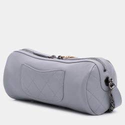 Pre Owned Chanel 20s Bowling Gray Calfskin Leather Shoulder Bag