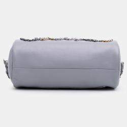 Pre Owned Chanel 20s Bowling Gray Calfskin Leather Shoulder Bag