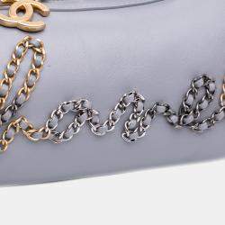 Pre Owned Chanel 20s Bowling Gray Calfskin Leather Shoulder Bag