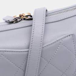 Pre Owned Chanel 20s Bowling Gray Calfskin Leather Shoulder Bag