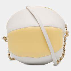 Pre Owned Chanel Coco Beach Ball Yellow Calfskin Leather Crossbody Bag
