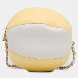 Pre Owned Chanel Coco Beach Ball Yellow Calfskin Leather Crossbody Bag