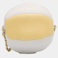Pre Owned Chanel Coco Beach Ball Yellow Calfskin Leather Crossbody Bag