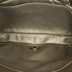 Pre Owned Chanel Chevron Square Envelop Flap Gray Embellished Calfskin Leather Shoulder Bag