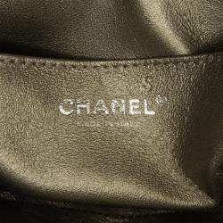 Pre Owned Chanel Chevron Square Envelop Flap Gray Embellished Calfskin Leather Shoulder Bag