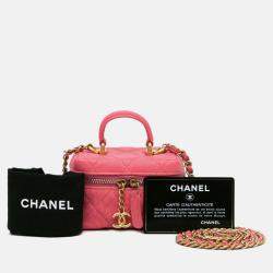 Pre Owned Chanel Vanity Micro Pink Caviar Chain Crossbody Bag