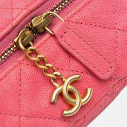 Pre Owned Chanel Vanity Micro Pink Caviar Chain Crossbody Bag