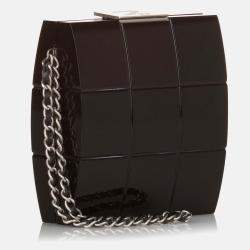 Pre Owned Chanel Choco Bar Lucite Perspex Black Handbag