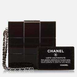 Pre Owned Chanel Choco Bar Lucite Perspex Black Handbag
