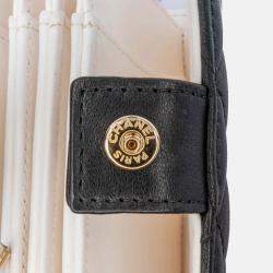 Pre Owned Chanel Book Card Holder Chain Quilted Black Lambskin Shoulder Bag