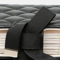 Pre Owned Chanel Book Card Holder Chain Quilted Black Lambskin Shoulder Bag