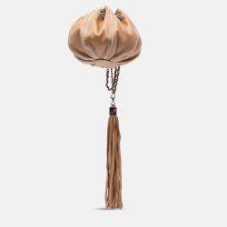 Pre Owned Chanel Sac Cordon Mini Brown Lambskin Satin Reversible Shoulder Bag