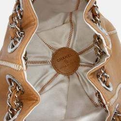 Pre Owned Chanel Sac Cordon Mini Brown Lambskin Satin Reversible Shoulder Bag