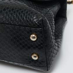 Pre Owned Chanel Black Python Mini Coco Top Handle Bag