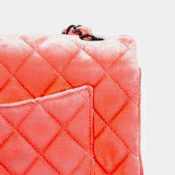 Pre Owned Chanel Orange Mini Rectangular Classic Velvet Single Flap